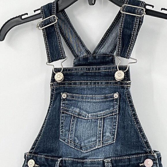 Jordache Bib Overall Shorts Blue Denim Girls Size XS 4-5 Summer - Picture 3 of 11